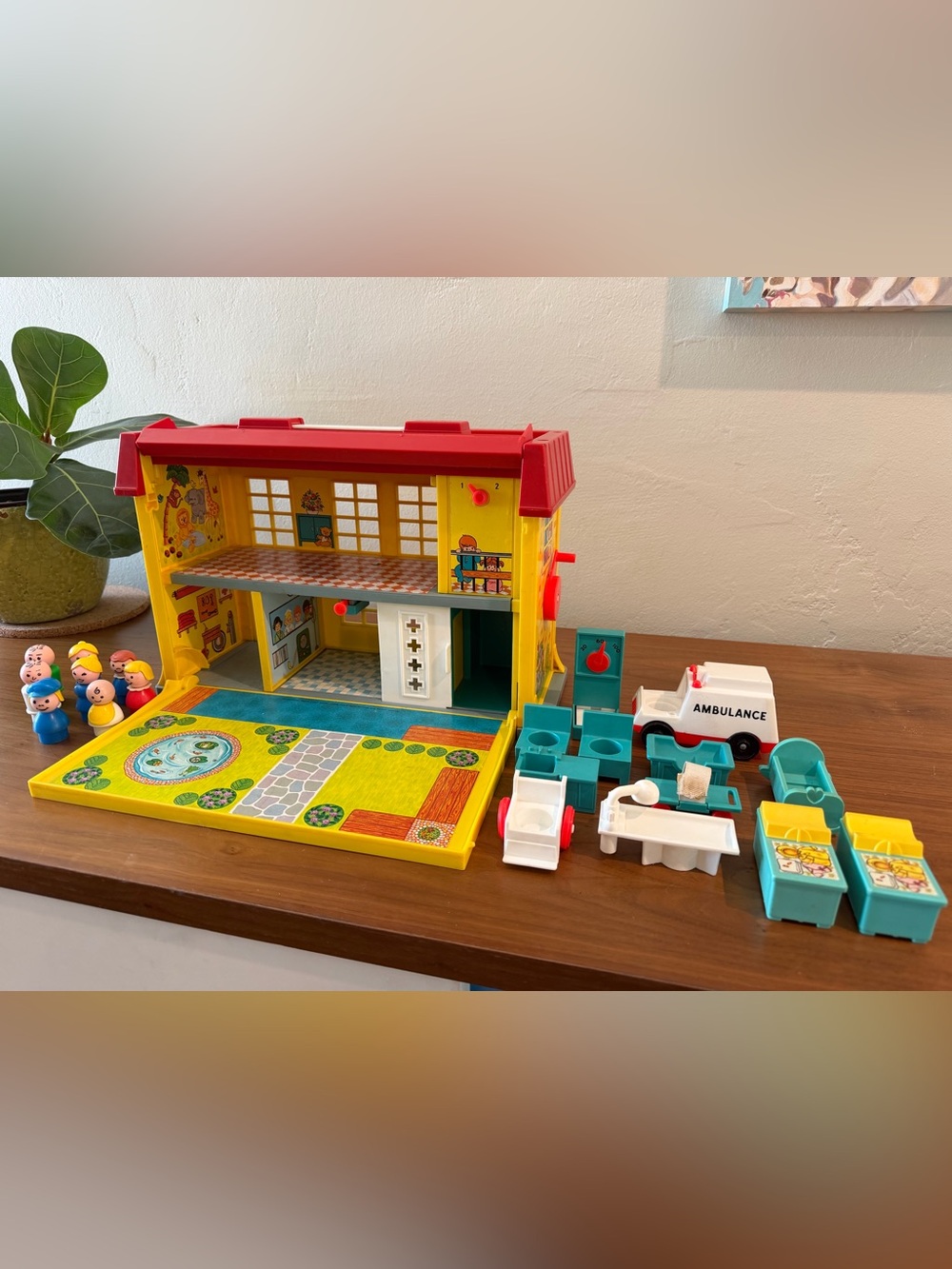 Vintage Fisher-Price Children’s Hospital Playset with Accessories and Figures
